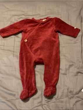 Red velour  Baby One-Piece Footie